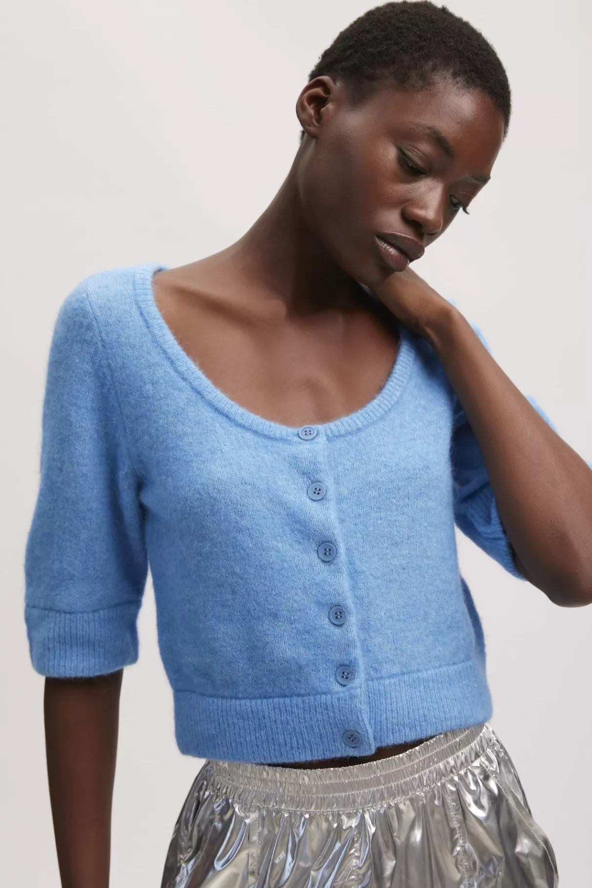 Shop Gestuz Alphagz Strikcardigan Malibu Blue Melange