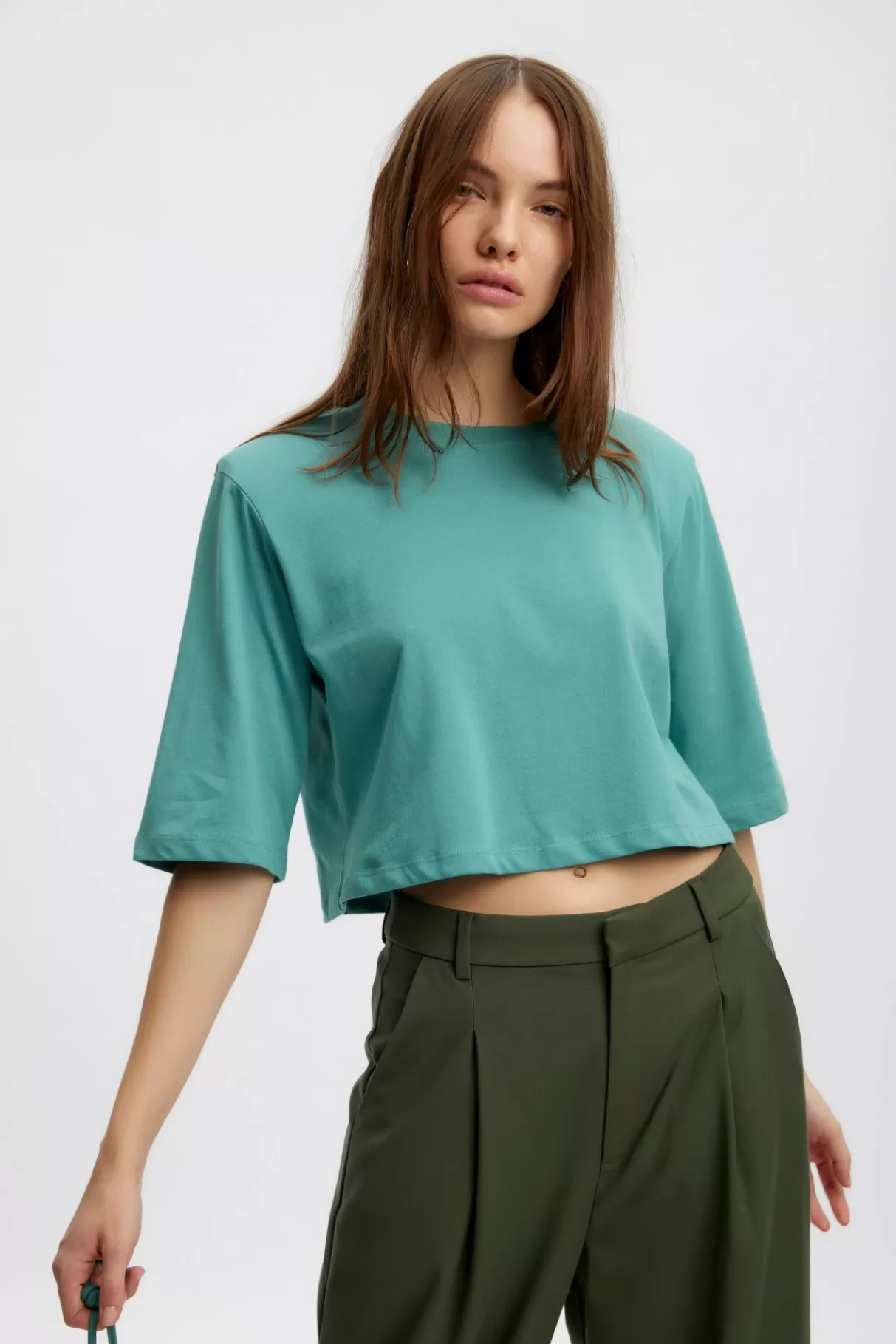 Sale Gestuz Jorygz Cropped T-Shirt Teal