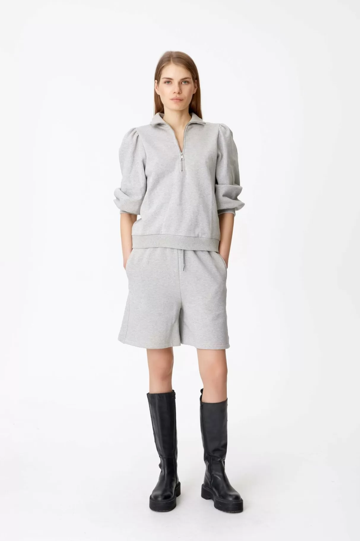 Clearance Gestuz Nankitagz Hw Shorts Light Grey Melange