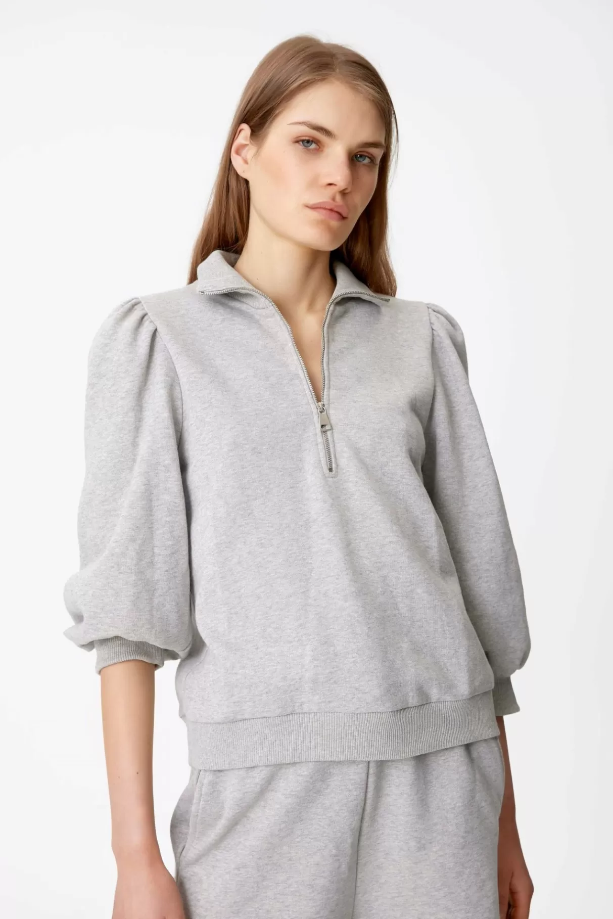 Store Gestuz Nankitagz Ss Sweatshirt Light Grey Melange