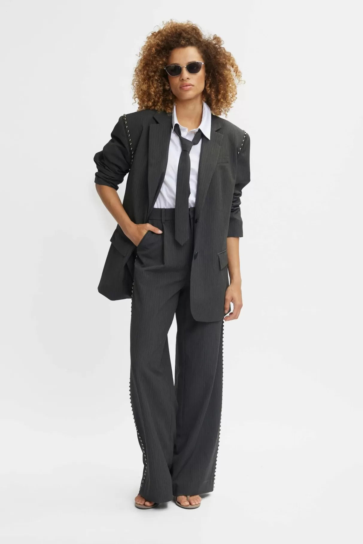 Sale Gestuz Palinagz Blazer Dark Grey Pinstripe