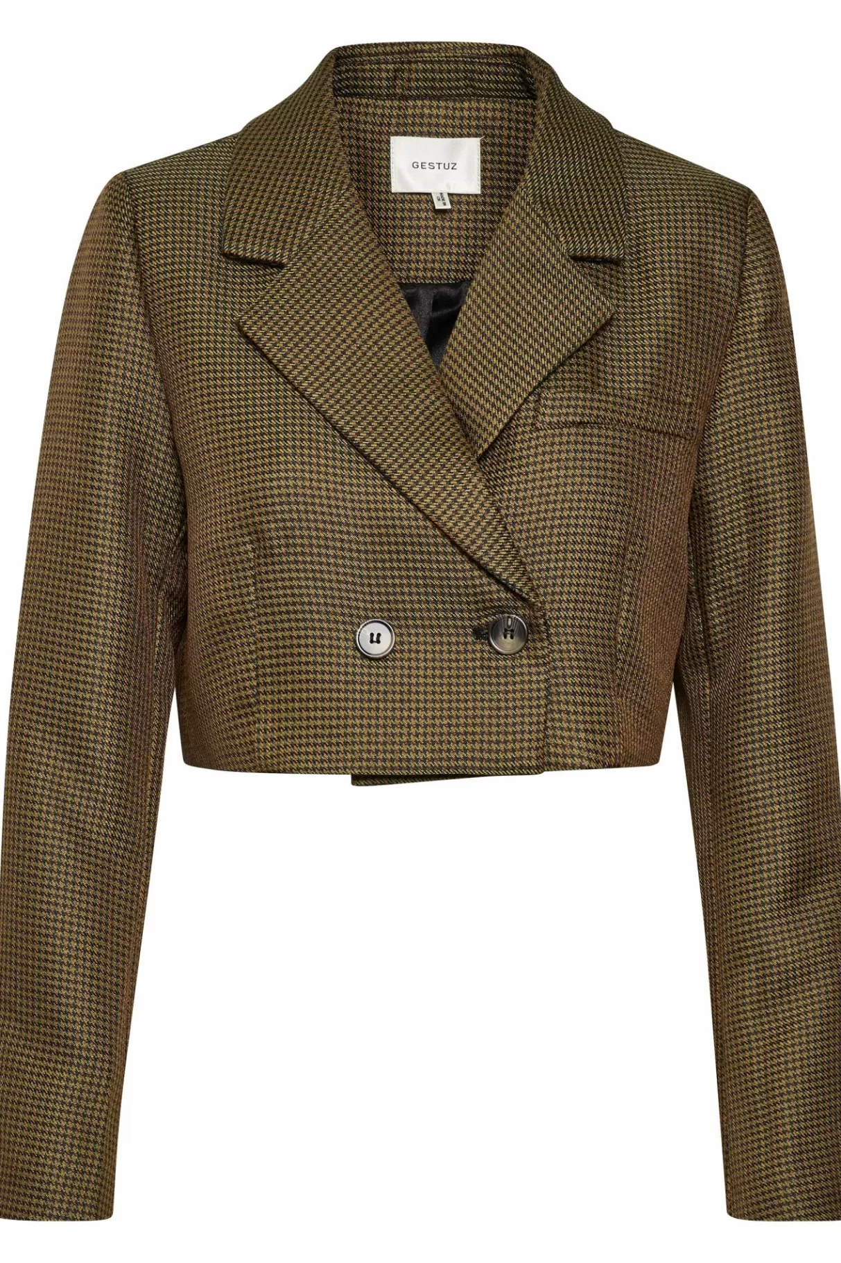 Clearance Gestuz Sanaigz Blazer Green Brown Houndsthooth