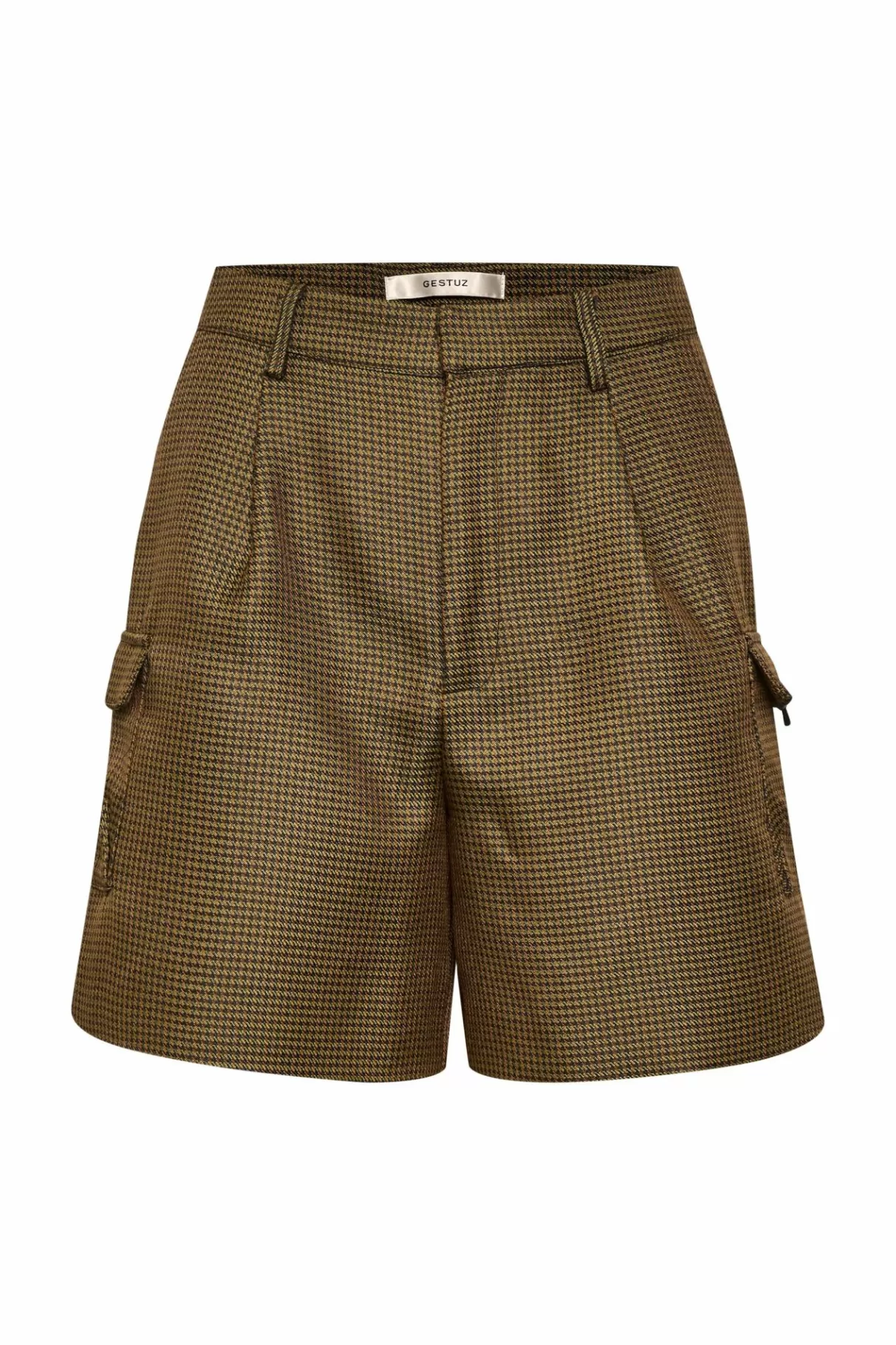 Best Sale Gestuz Sanaigz Shorts Green Brown Houndsthooth