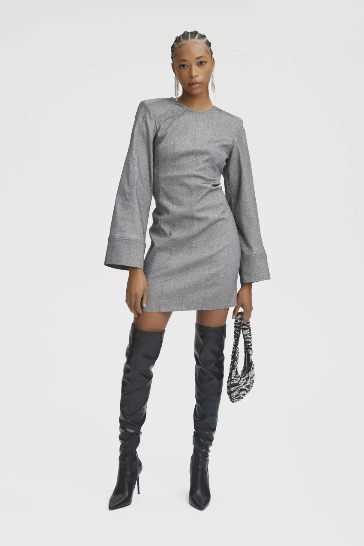 Fashion Gestuz Yairagz Kjole Grey Twill Glitter